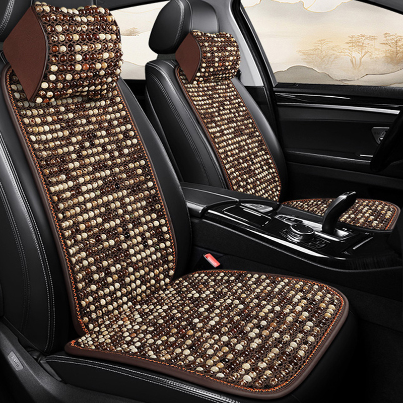 汽车坐垫夏季菩提子凉垫木珠凉席透气通风三件套单片小蛮腰车座垫