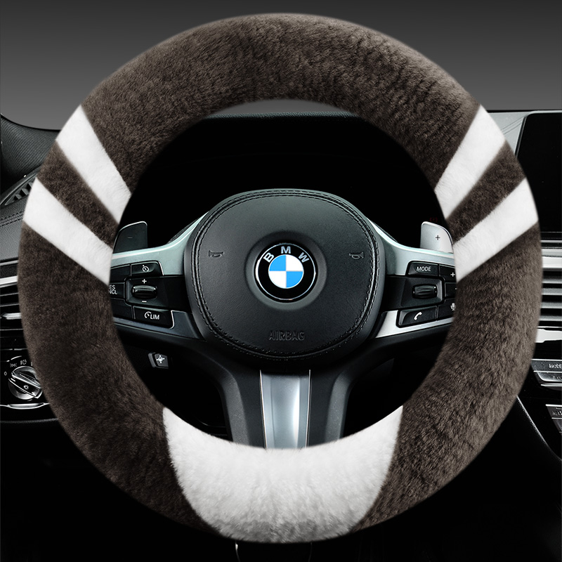 汽车方向盘套冬季纯羊毛把套短毛绒羊绒皮毛一体男女通用可爱保暖