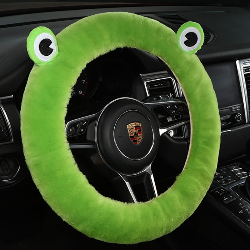 冬天纯羊毛汽车方向盘套卡通毛绒把套女性可爱女神皮毛一体通用