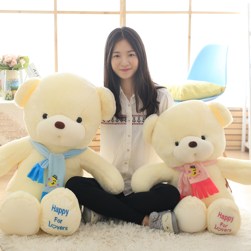 卡通泰迪情侣熊围巾熊抱抱熊公仔毛绒玩具熊熊抱枕靠垫玩偶布娃娃
