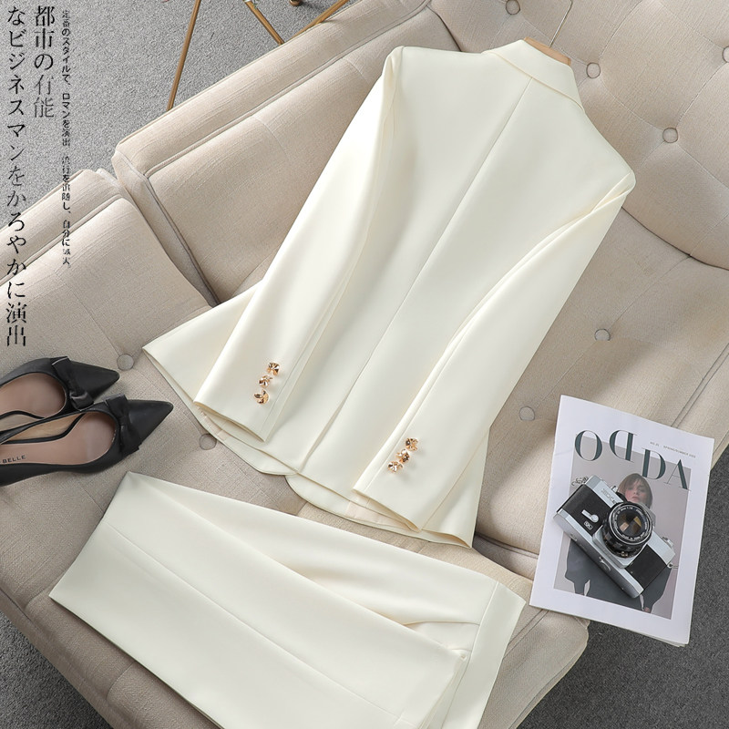 白色西装套装女2025春装新款播音主持人面试正装职业装西服工作服