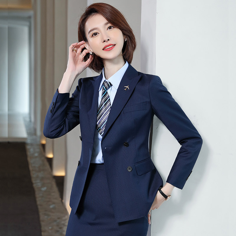 高端定制50羊毛西服气质职业西装套装女教师公务员经理正装工作服