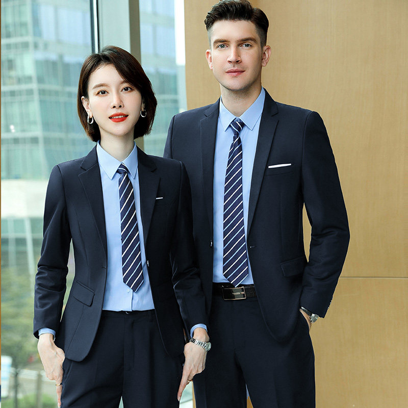 单粒扣职业装休闲男女新款大学生绅士修身免烫正装职场上班工作服