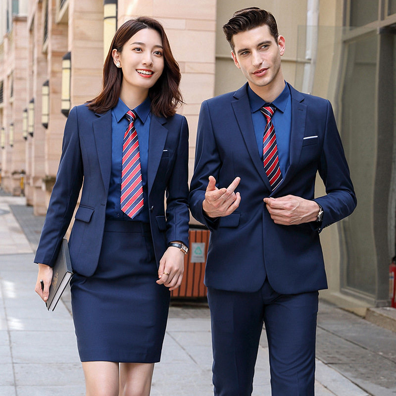 现货职业装男女同款西服秋冬时尚修身商务小西装女四件套马甲正装