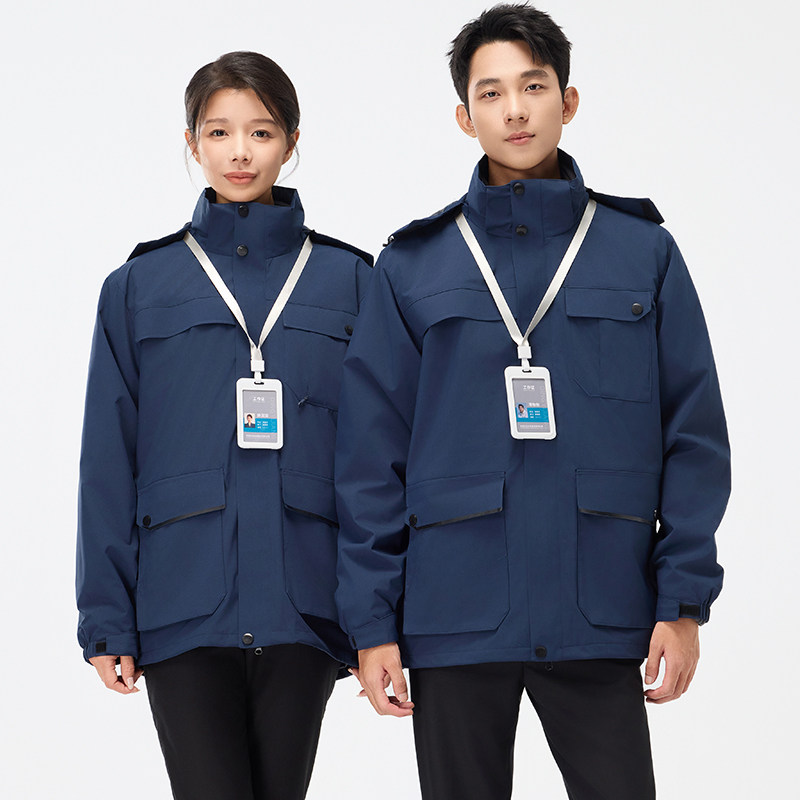 三合一冲锋衣4s工作服定制logo三合一可拆卸防风防水工装外套定制